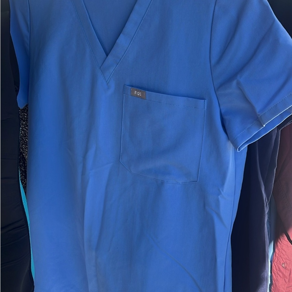 Figs Blue Scrub Top